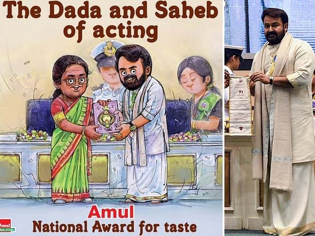 Cheese-ing the moment! Amul toasts Mohanlal’s Phalke glory